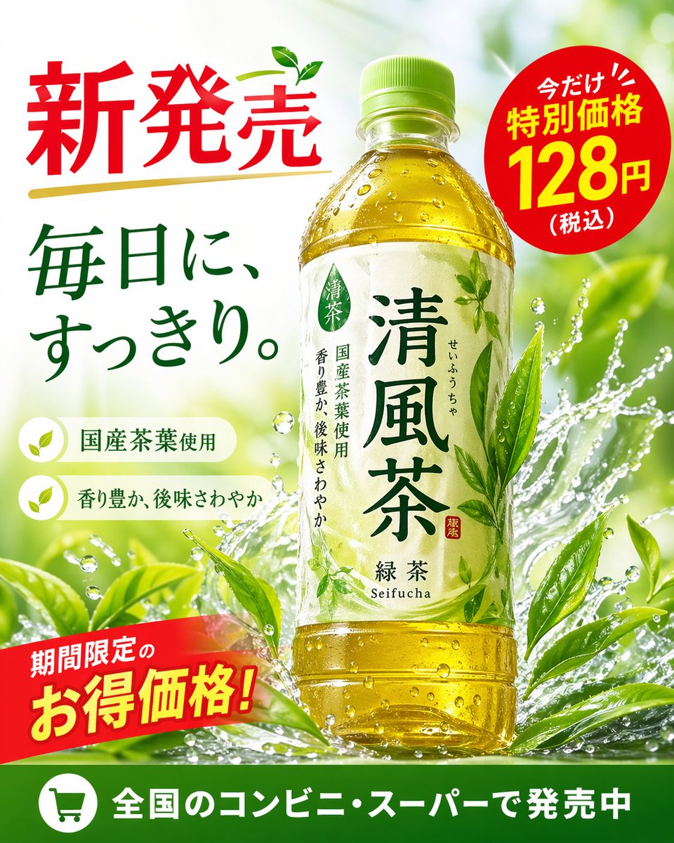 清风茶饮促销海报