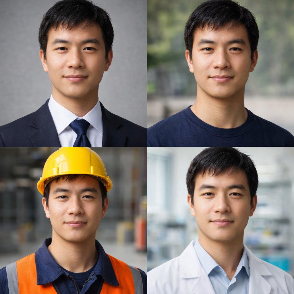ID Photo Style Portrait Grid