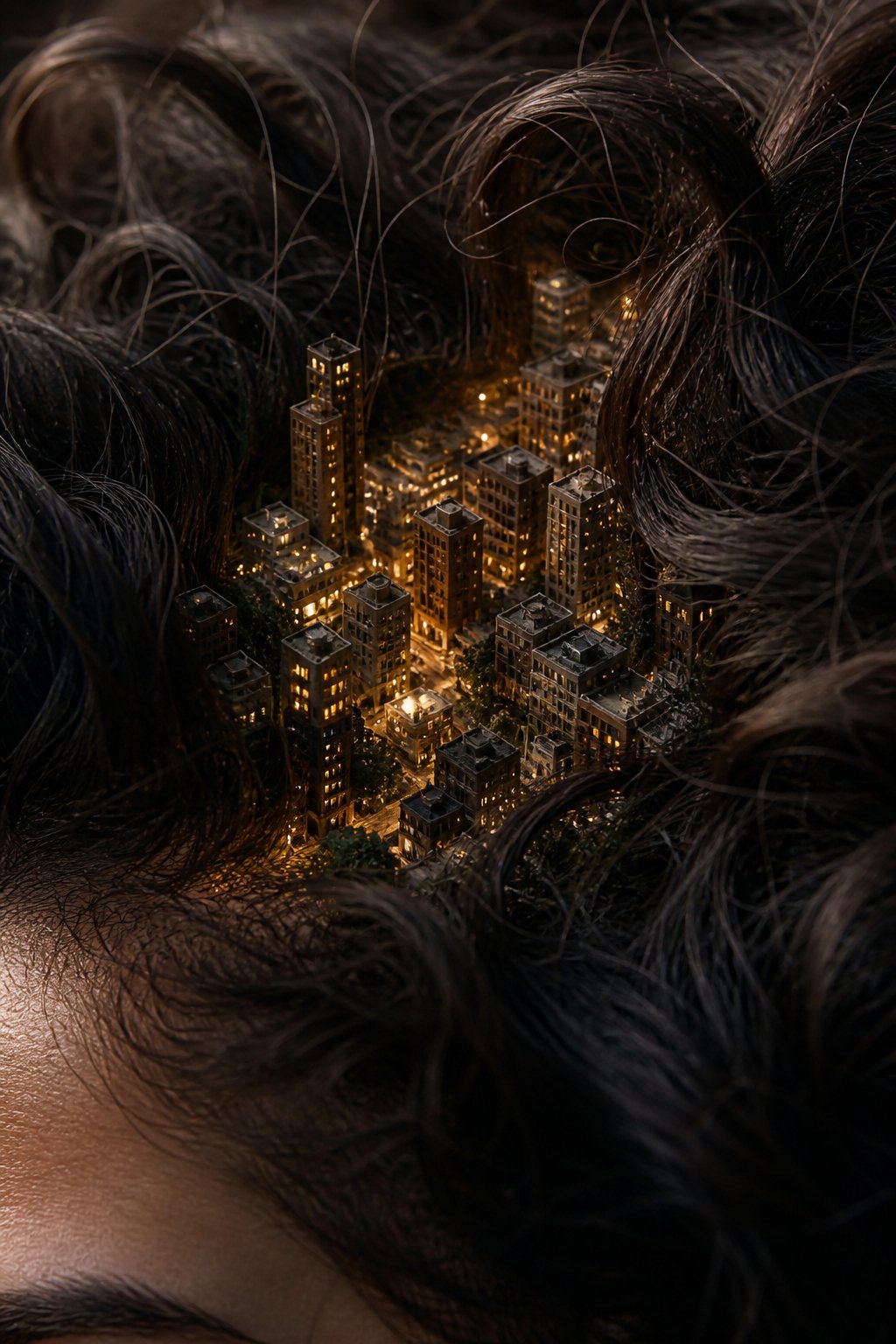 Miniature City in Hair Concept Art