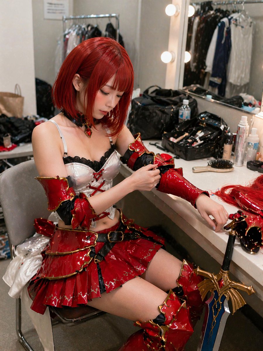Red-Haired Cosplay Backstage Portrait