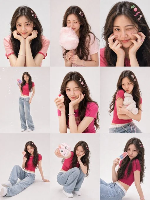 Dreamy Y2K playful girl portrait