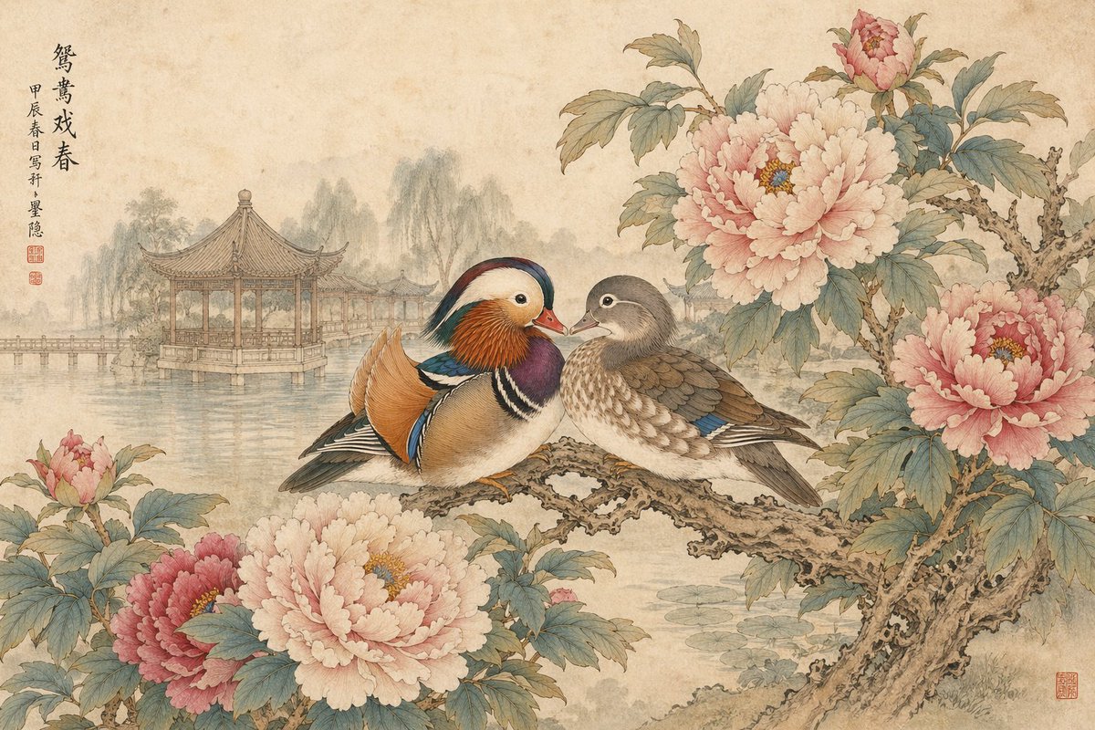 Mandarin duck illustration